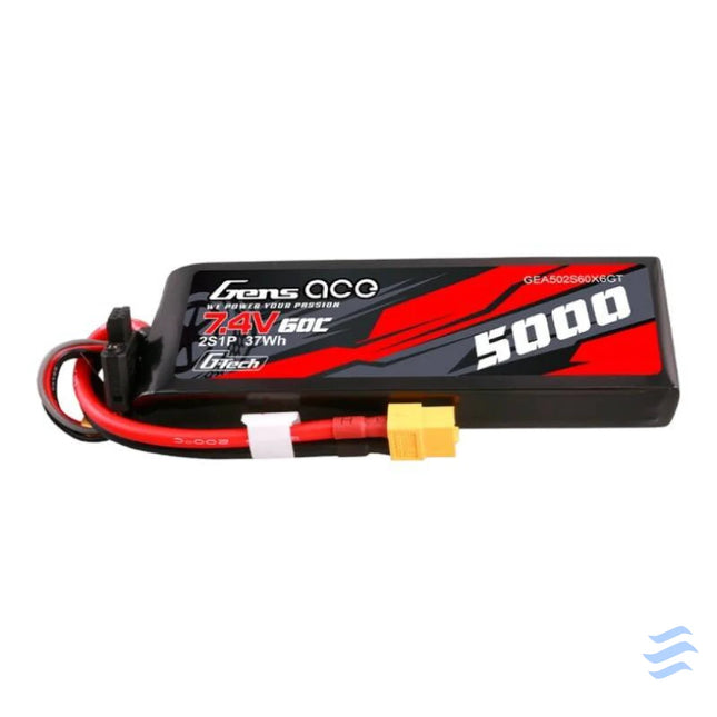 Gens ace G Tech 5000mAh 7.4V 60C 2S1P Lipo PC material case with XT60 Plug Lithium and NiMH