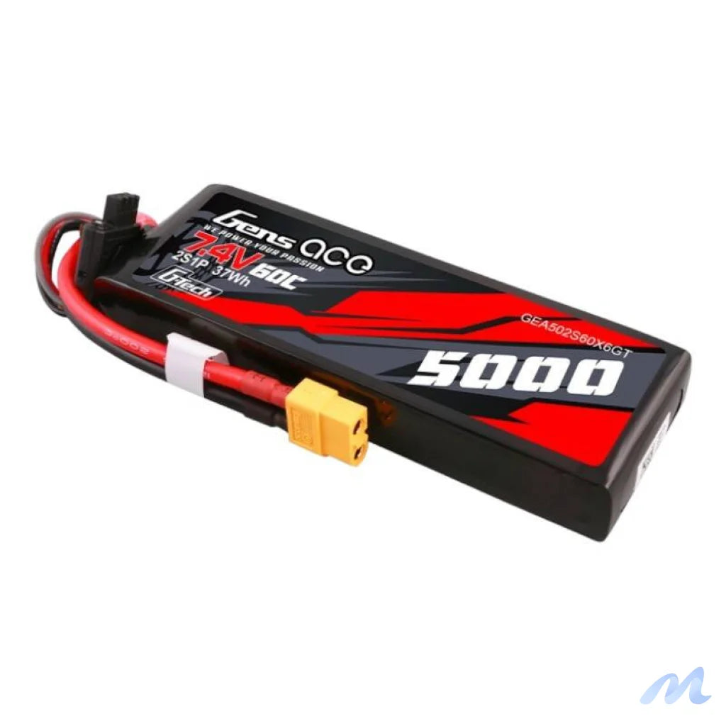 Gens ace G-Tech 5000mAh 7.4V 60C 2S1P Lipo PC material case with XT60 Plug