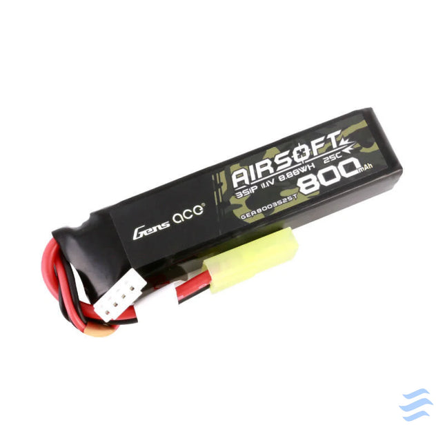 Gens Ace Lipo 800MAH 11.1V 25C 3S1P Airsoft Gun Lipo Battery with mini Tamiya Plug Lithium and NiMH