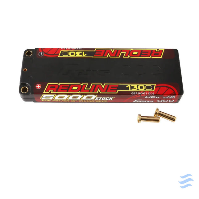 Gens ace Redline Series 5000mAh 7.4V 130C 2S1P HardCase 56# HV Lipo Battery Lithium and NiMH