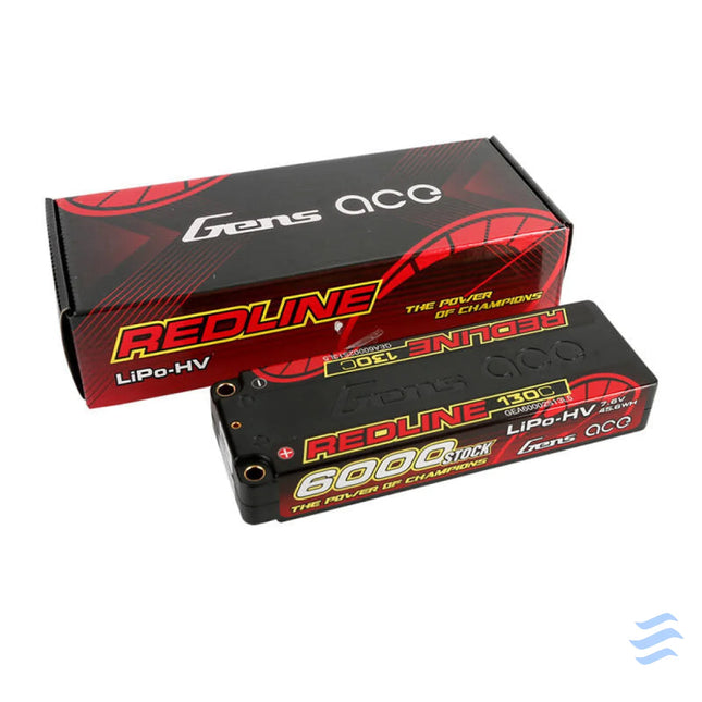 Gens ace Redline Series 6000mAh 7.6V 130C 2S2P HardCase 57# HV Lipo Battery Lithium and NiMH