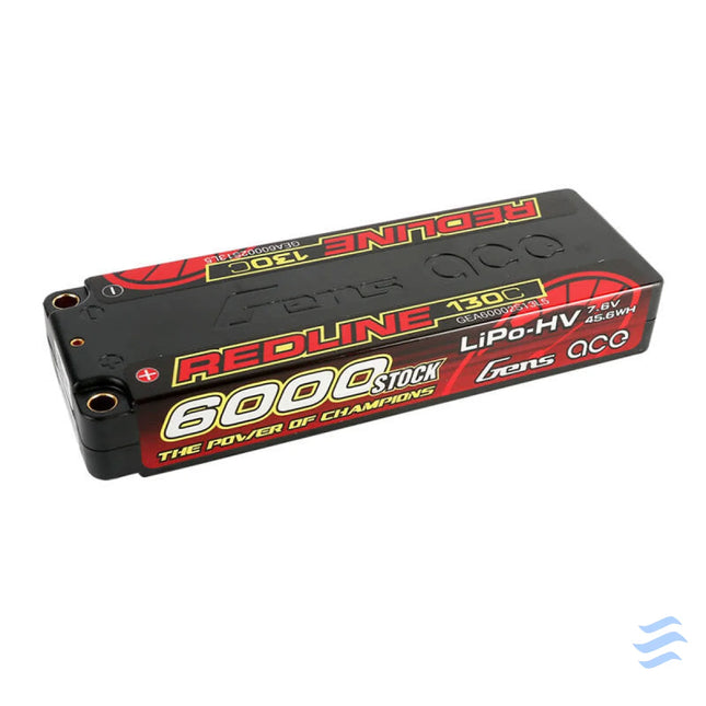 Gens ace Redline Series 6000mAh 7.6V 130C 2S2P HardCase 57# HV Lipo Battery Lithium and NiMH