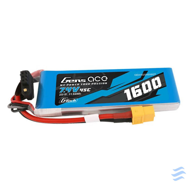 GensAce G Tech LiPo 1600mAh 7.4V 45C 2S1P Battery with XT60 plug Lithium and NiMH