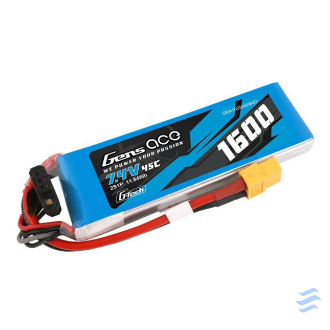 GensAce G Tech LiPo 1600mAh 7.4V 45C 2S1P Battery with XT60 plug Lithium and NiMH