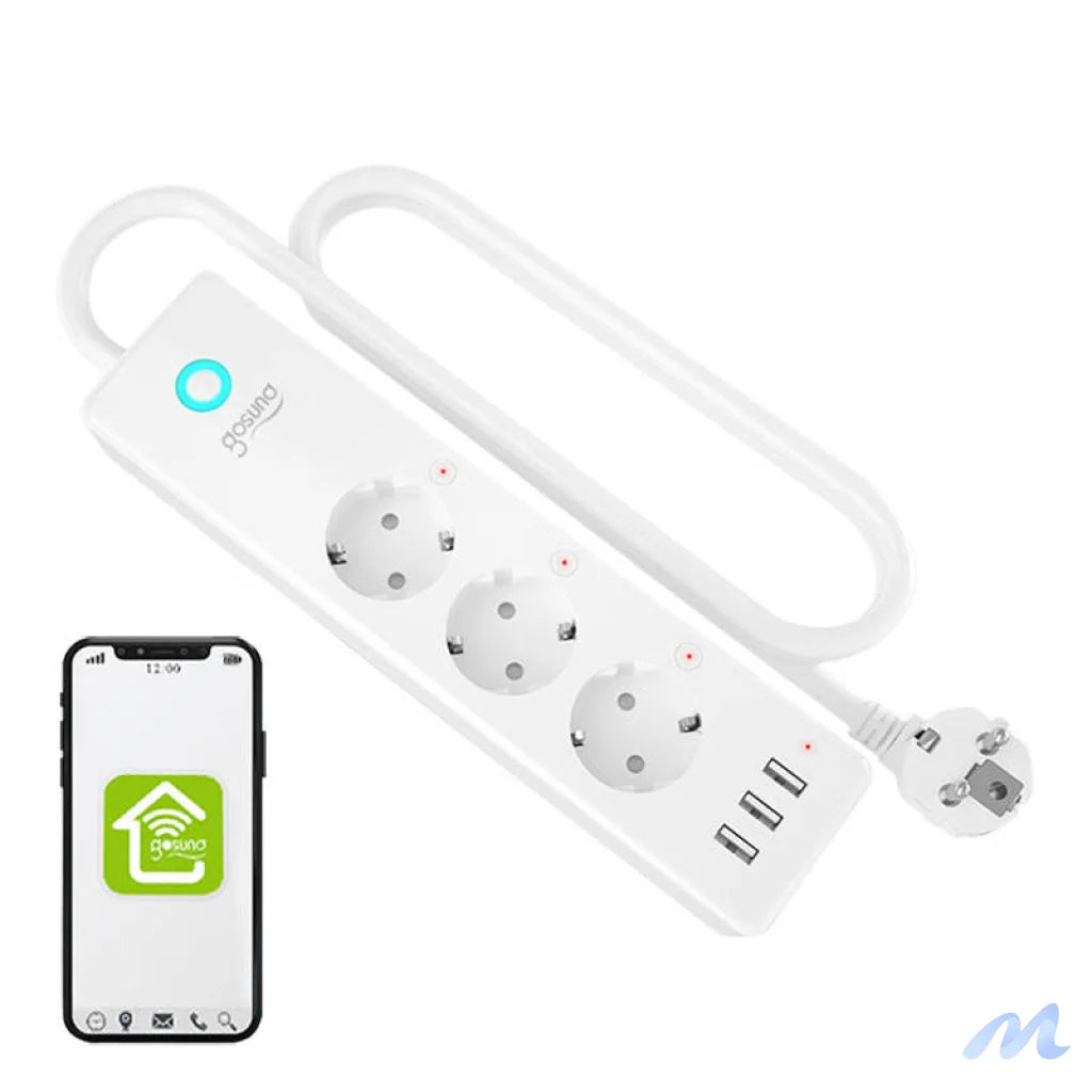 Gosund P1 PLUS smart WiFi power strip (3x AC schuko, 3x USB-A) Tuya