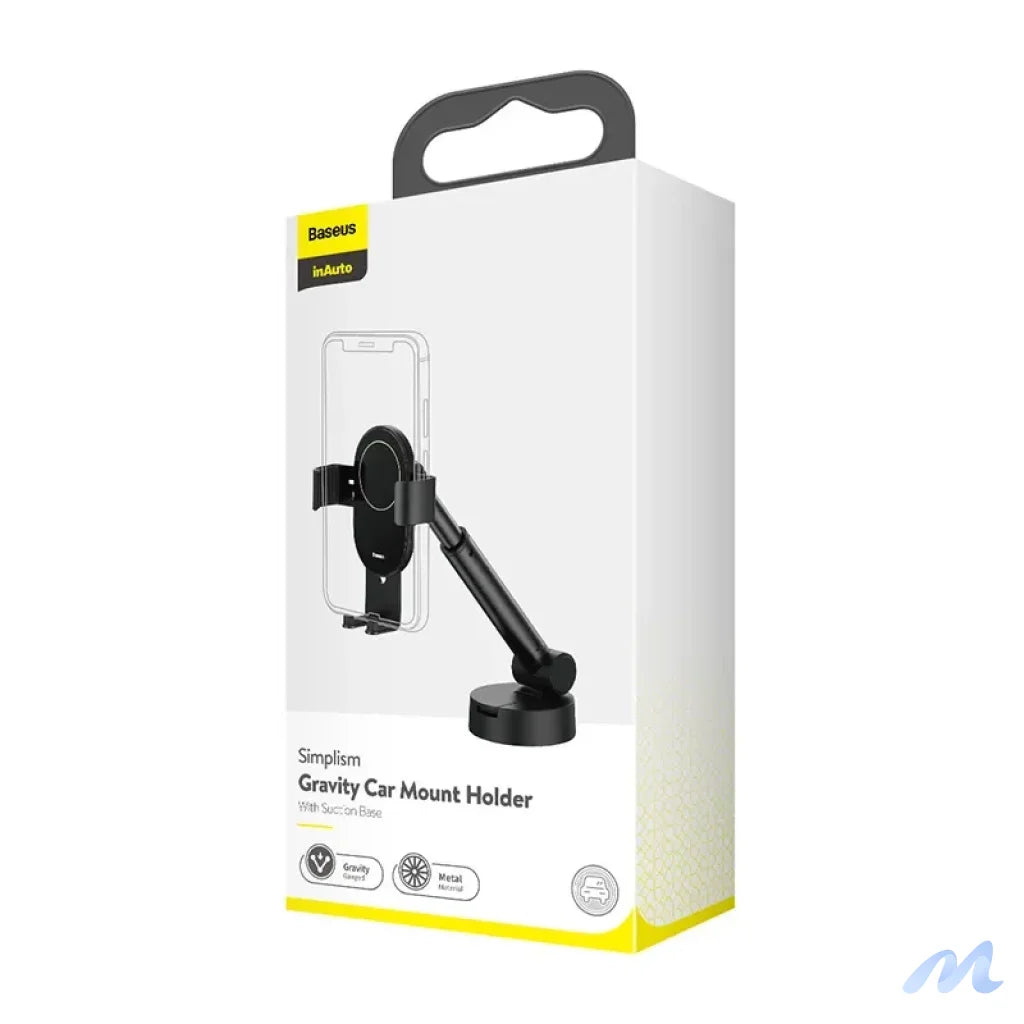 Gravity car mount for Baseus Tank phone with suction cup (black)