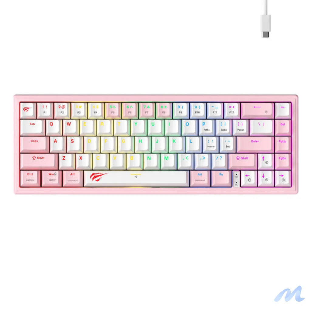 Havit KB874L RGB (pink and white) mechanical gaming keyboard (QWERTY)