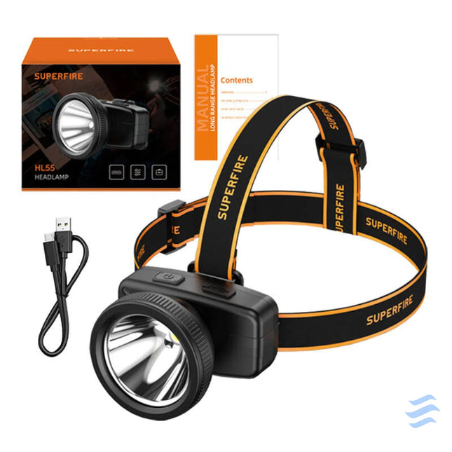 Headlamp Superfire HL55 – 150lm USB C 4 modes 270m Head flashlights