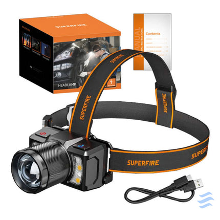 Headlight Superfire HL25 700lm USB C Head flashlights