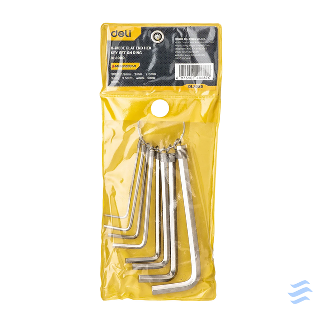 Hex Key Sets 1.5 6mm Deli Tools EDL3080 (silver) Screwdrivers