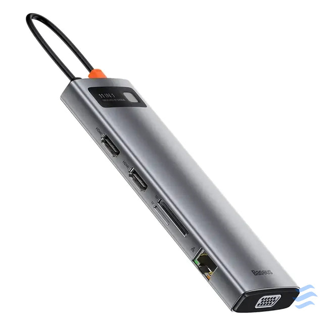 Hub 11in1 Baseus Metal Gleam Series USB C to 3x USB 3.0 + 2x HDMI + USB C PD + Ethernet RJ45 + microSD/SD + VGA + AUX