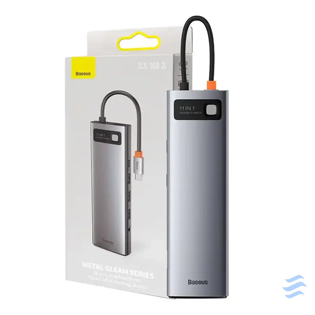Hub 11in1 Baseus Metal Gleam Series USB C to 3x USB 3.0 + 2x HDMI + USB C PD + Ethernet RJ45 + microSD/SD + VGA + AUX