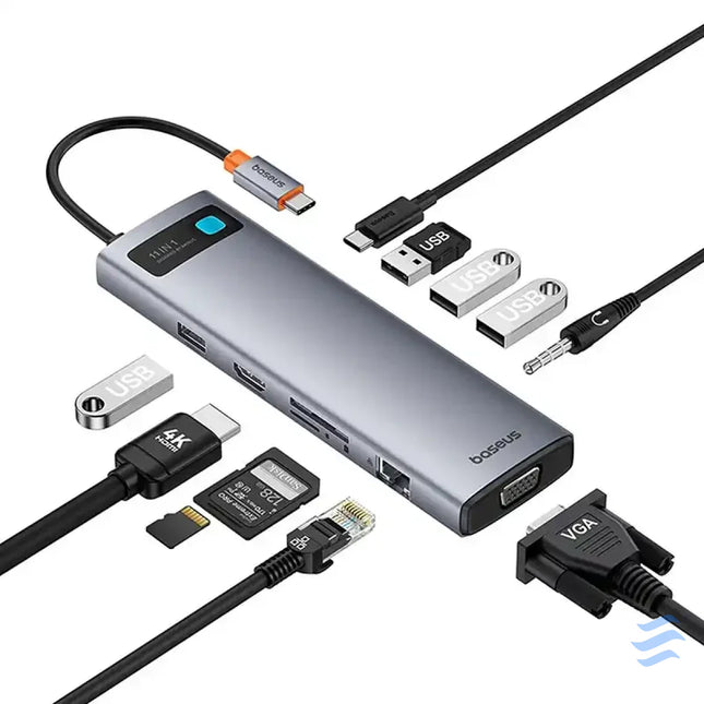 Hub 11in1 Baseus StarJoy Metal Glam Series USB C to HDMI + VGA + 3 x USB 3.0 + USB 2.0 + USB C PD + RJ45 + SD/TF