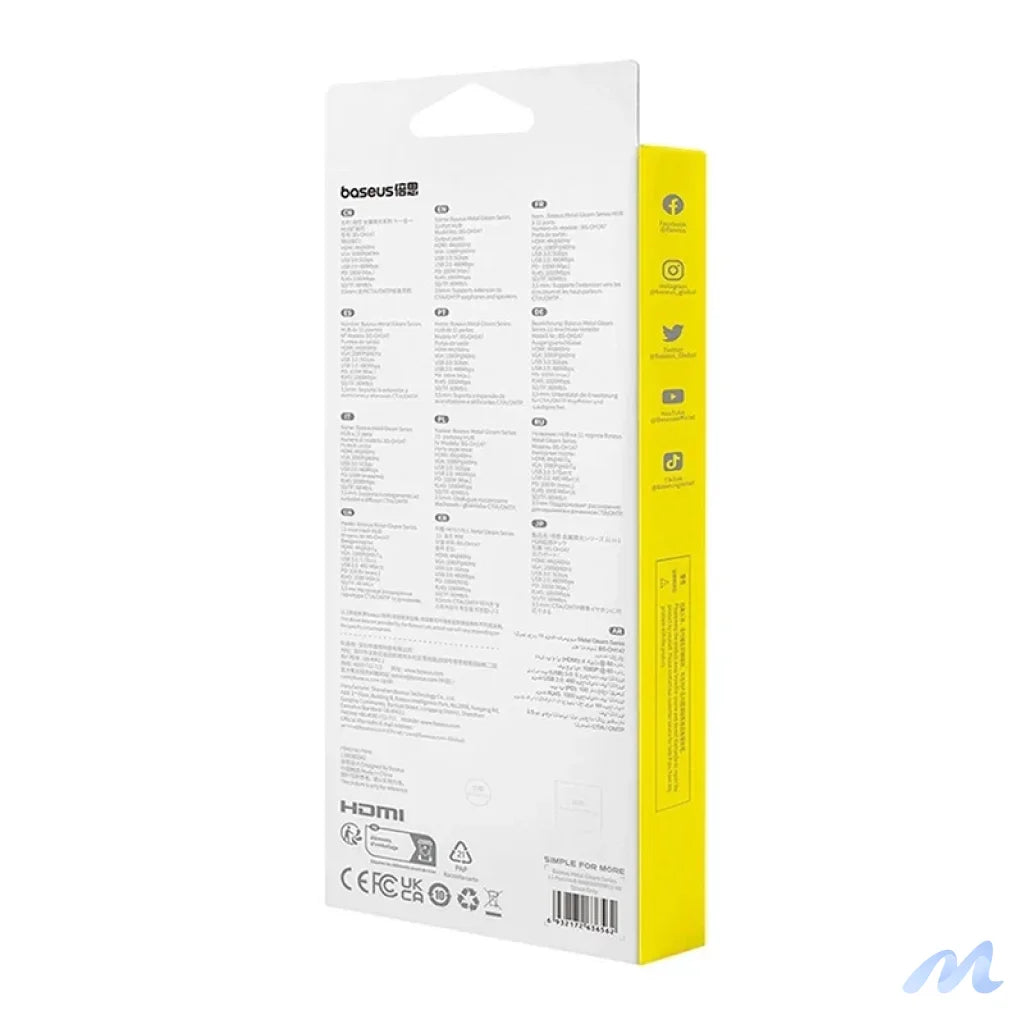 Hub 11in1 Baseus StarJoy Metal Glam Series, USB-C to HDMI +VGA + 3 x USB 3.0 + USB 2.0+USB-C PD + RJ45 + SD/TF +3,5mm