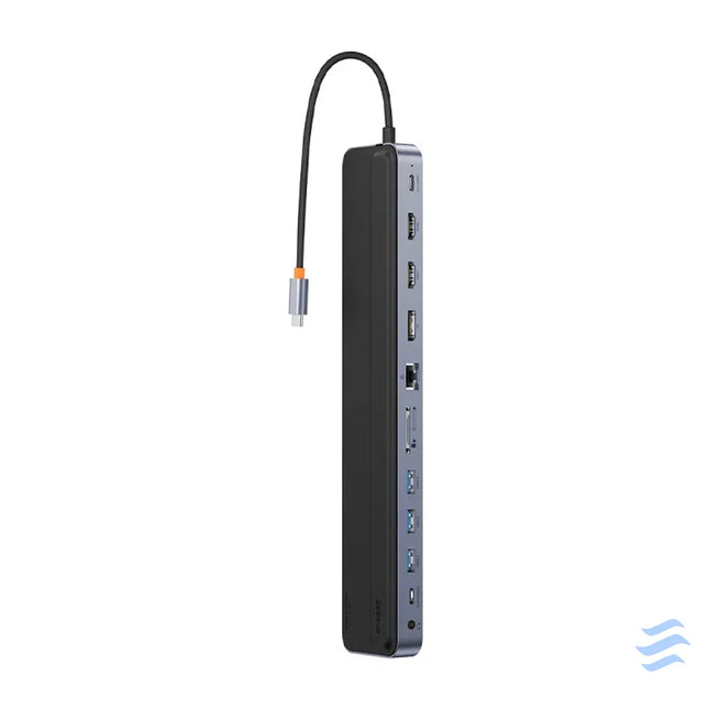 Hub 12w1 Baseus EliteJoy Gen2 series USB C do 2xHDMI + 3xUSB 3.0 + PD + DP + SD/TF + RJ45 + Type C + 3.5mm (dark grey)