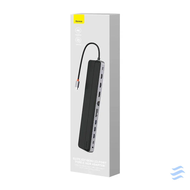 Hub 12w1 Baseus EliteJoy Gen2 series USB C do 2xHDMI + 3xUSB 3.0 + PD + DP + SD/TF + RJ45 + Type C + 3.5mm (dark grey)