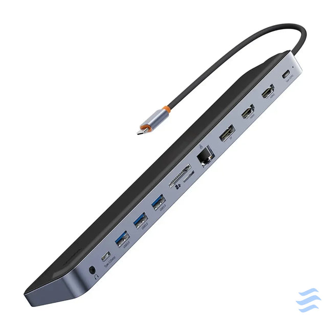 Hub 12w1 Baseus EliteJoy Gen2 series USB C do 2xHDMI + 3xUSB 3.0 + PD + DP + SD/TF + RJ45 + Type C + 3.5mm (dark grey)