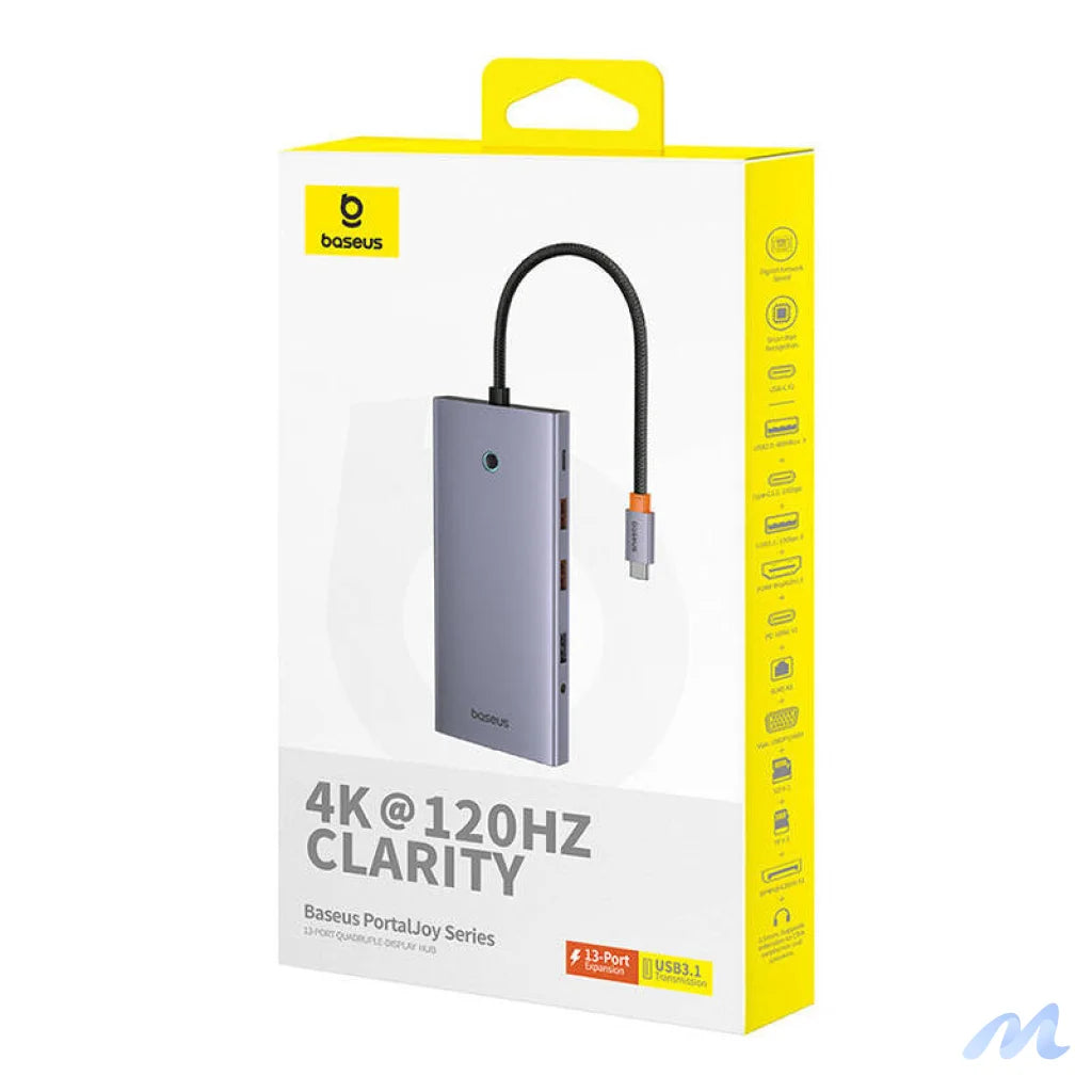 Hub 13in1 Baseus PortalJoy USB-C to HDMI+DP+VGA+C+USB+PD+RJ45+SD/TF+3.5mm (grey)