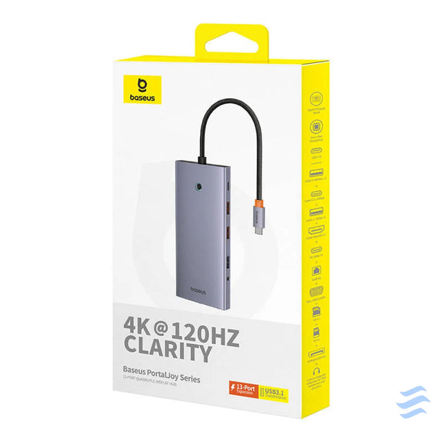 Hub 13in1 Baseus PortalJoy USB C to HDMI + DP + VGA + C + USB + PD + RJ45 + SD/TF + 3.5mm (grey) Hubs