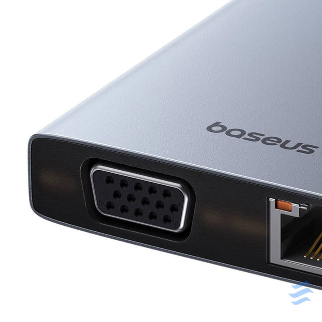 Hub 13in1 Baseus PortalJoy USB C to HDMI + DP + VGA + C + USB + PD + RJ45 + SD/TF + 3.5mm (grey) Hubs