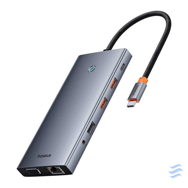 Hub 13in1 Baseus PortalJoy USB C to HDMI + DP + VGA + C + USB + PD + RJ45 + SD/TF + 3.5mm (grey) Hubs