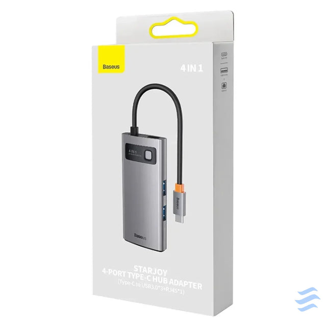 Hub 4in1 Baseus Metal Gleam Series USB C to 3x USB 3.0 + Ethernet RJ45 Hubs