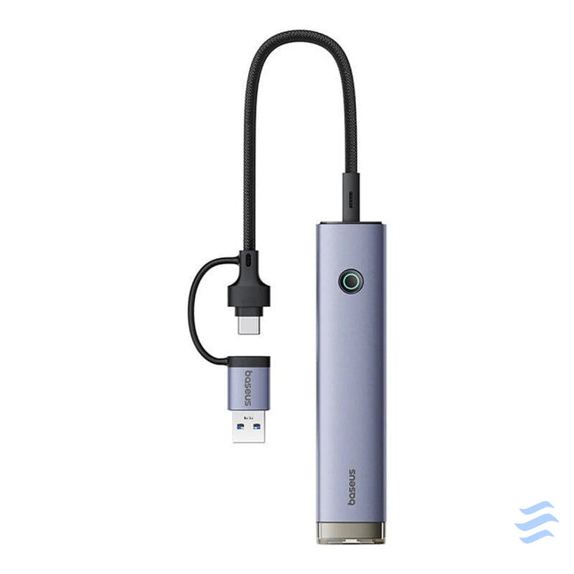 Hub 4in1 Baseus UltraJoy USB A&USB C to 3xUSB3.0 + USB C + RJ45 (grey) Hubs