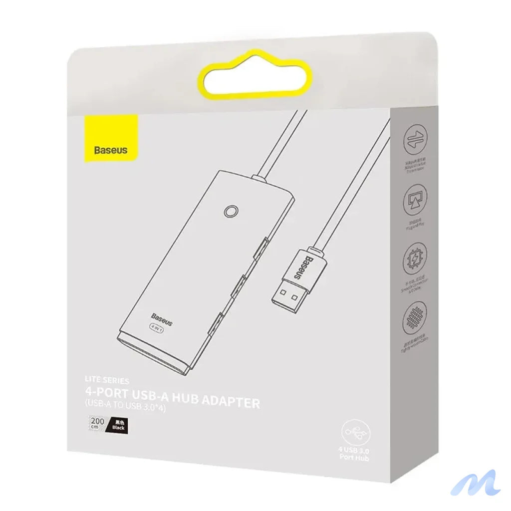 Hub 4w1 Baseus Lite Series USB do 4x USB 3.0 2m (black)