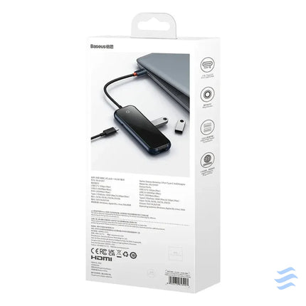 Hub 5in1 Baseus AcmeJoy series USB C to 2xUSB 3.0 + USB 2.0 + USB C PD + RJ45 (dark grey) Hubs