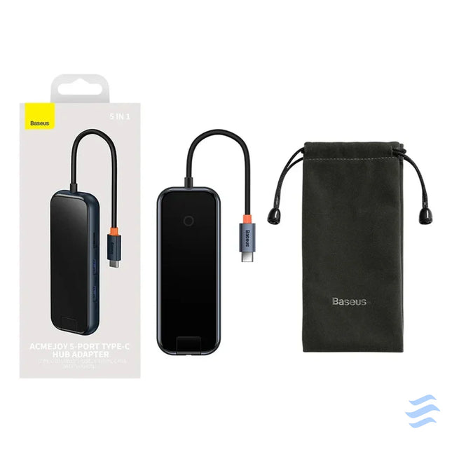 Hub 5in1 Baseus AcmeJoy series USB C to 2xUSB 3.0 + USB 2.0 + USB C PD + RJ45 (dark grey) Hubs