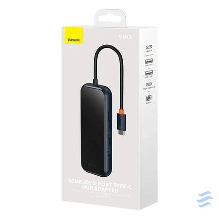 Hub 5in1 Baseus AcmeJoy series USB C to 2xUSB 3.0 + USB 2.0 + USB C PD + RJ45 (dark grey) Hubs