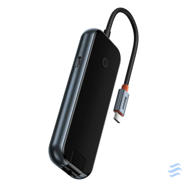 Hub 5in1 Baseus AcmeJoy series USB C to 2xUSB 3.0 + USB 2.0 + USB C PD + RJ45 (dark grey) Hubs