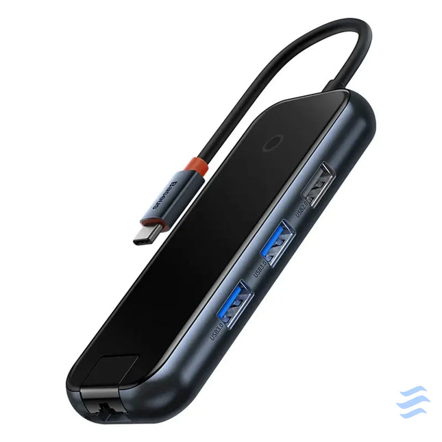 Hub 5in1 Baseus AcmeJoy series USB C to 2xUSB 3.0 + USB 2.0 + USB C PD + RJ45 (dark grey) Hubs