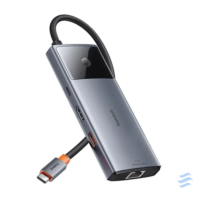 Hub 6in1 Baseus Metal Gleam 2 Series USB C to 2xUSB 3.0 + USB C + HDMI + USB C PD + Ethernet RJ45 Hubs