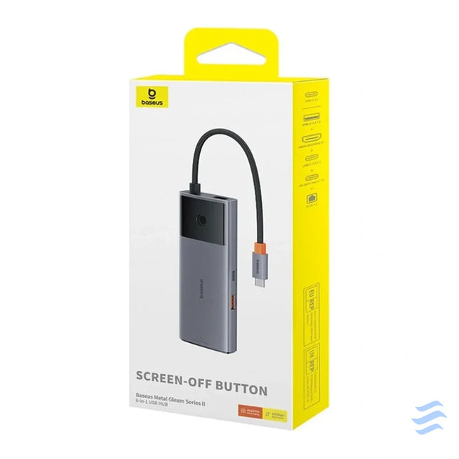 Hub 6in1 Baseus Metal Gleam 2 Series USB C to 2xUSB 3.0 + USB C + HDMI + USB C PD + Ethernet RJ45 Hubs