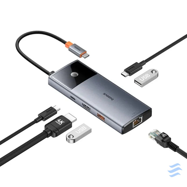 Hub 6in1 Baseus Metal Gleam 2 Series USB C to 2xUSB 3.0 + USB C + HDMI + USB C PD + Ethernet RJ45 Hubs
