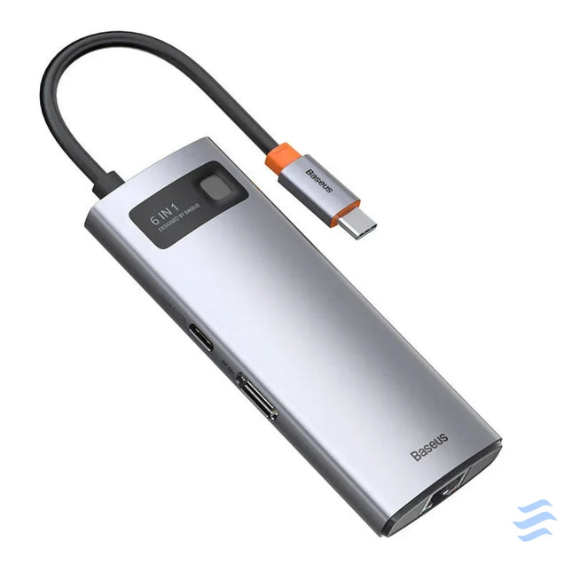 Hub 6in1 Baseus Metal Gleam Series USB C to 3x USB 3.0 + HDMI + USB C PD + Ethernet RJ45 Hubs