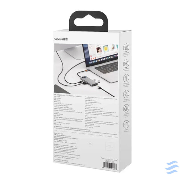Hub 6in1 Baseus Metal Gleam Series USB C to 3x USB 3.0 + HDMI + USB C PD + Ethernet RJ45 Hubs