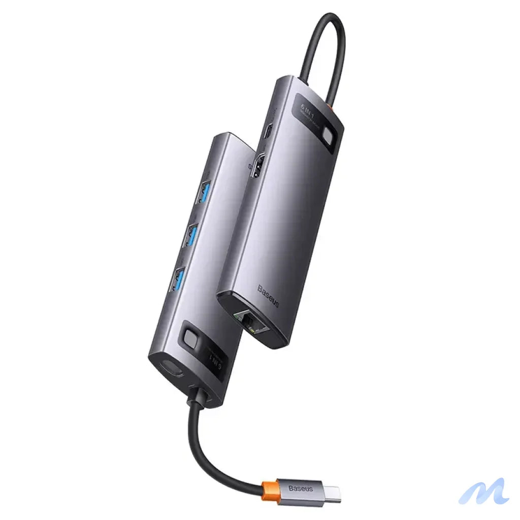Hub 6in1 Baseus StarJoy Series, USB-C to 3x USB 3.0 + HDMI + USB-C PD + RJ45