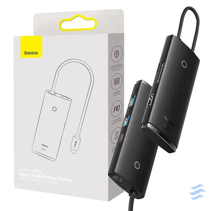 Hub 6w1 Baseus Lite Series USB C to 2x USB 3.0 + USB C PD + HDMI + SD/TF (black) Hubs