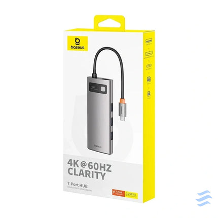 Hub 7in1 Baseus Gleam USB C to 1x HDMI4K 60Hz + 3x USB3.0 + 1x PD + 1x SD/TF (grey) Hubs