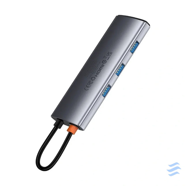 Hub 7in1 Baseus Gleam USB C to 1x HDMI4K 60Hz + 3x USB3.0 + 1x PD + 1x SD/TF (grey) Hubs