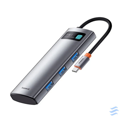 Hub 7in1 Baseus Gleam USB C to 1x HDMI4K 60Hz + 3x USB3.0 + 1x PD + 1x SD/TF (grey) Hubs