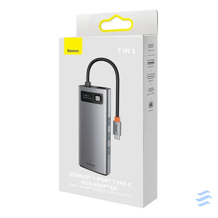 Hub 7in1 Baseus Metal Gleam Series USB C to 3x USB 3.0 + 2x HDMI + USB C PD + Ethernet RJ45 Hubs