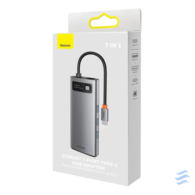 Hub 7in1 Baseus Metal Gleam Series USB C to 3x USB 3.0 + 2x HDMI + USB C PD + Ethernet RJ45 Hubs