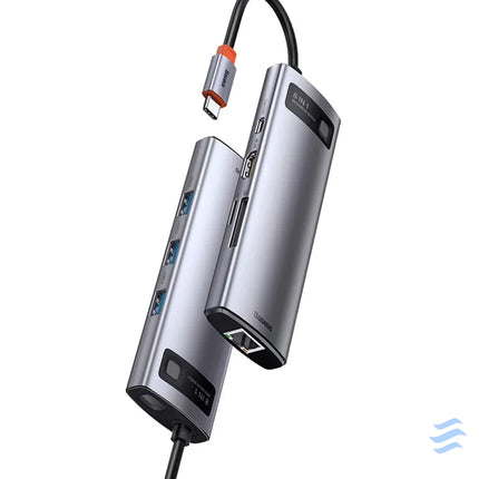 Hub 8in1 Baseus Metal Gleam Series USB C to 3x USB 3.0 + HDMI + USB C PD + Ethernet RJ45 + microSD/SD Hubs