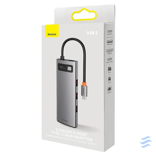 Hub 8in1 Baseus StarJoy Series USB C to 3x USB 3.1 + HDMI + USB C PD + RJ45 + microSD/SD Hubs