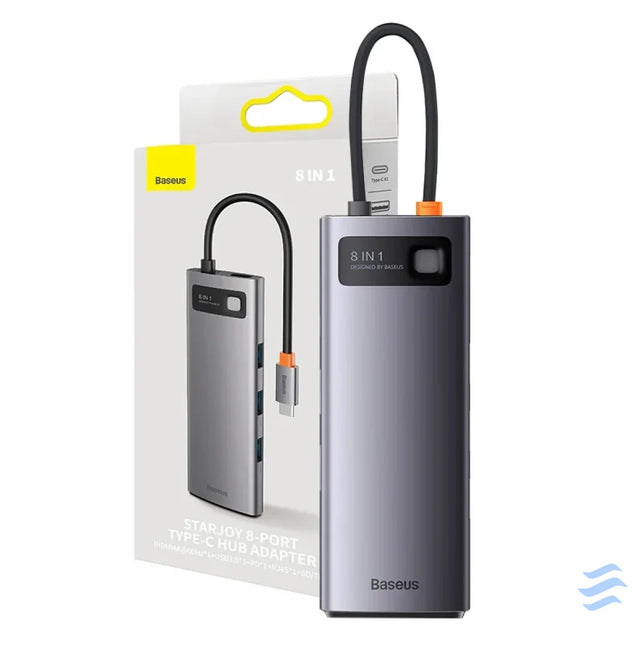 Hub 8w1 Baseus StarJoy Metal Glam Series USB C do HDMI + 3 x USB 3.0 + USB C PD + RJ45 + SD/TF Hubs