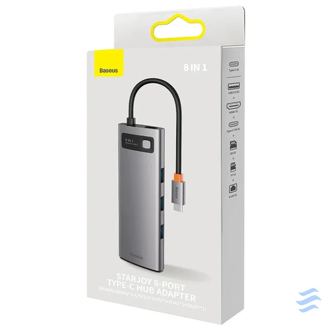 Hub 8w1 Baseus StarJoy Metal Glam Series USB C do HDMI + 3 x USB 3.0 + USB C PD + RJ45 + SD/TF Hubs