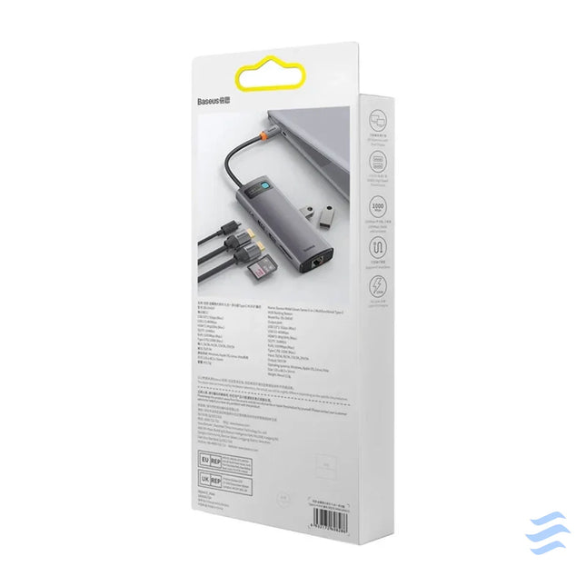 Hub 9in1 Baseus Metal Gleam Series USB C to 2x USB 3.0 + 2x HDMI + USB 2.0 + USB C PD + Ethernet RJ45 + microSD/SD Hubs